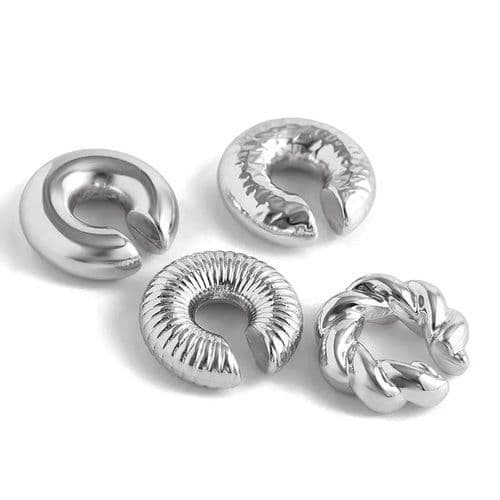 image-1 Pair Smooth Circle C Shape Clip Earrings For Women Lightweight