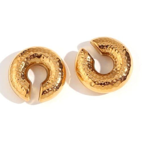 image-1 Pair Smooth Circle C Shape Clip Earrings For Women Lightweight