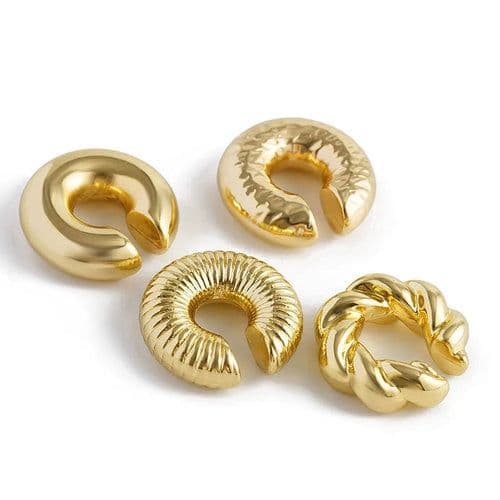image-1 Pair Smooth Circle C Shape Clip Earrings For Women Lightweight