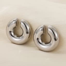 image-1 Pair Smooth Circle C Shape Clip Earrings For Women Lightweight