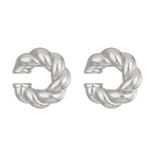 image-1 Pair Smooth Circle C Shape Clip Earrings For Women Lightweight