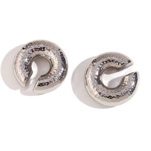 image-1 Pair Smooth Circle C Shape Clip Earrings For Women Lightweight