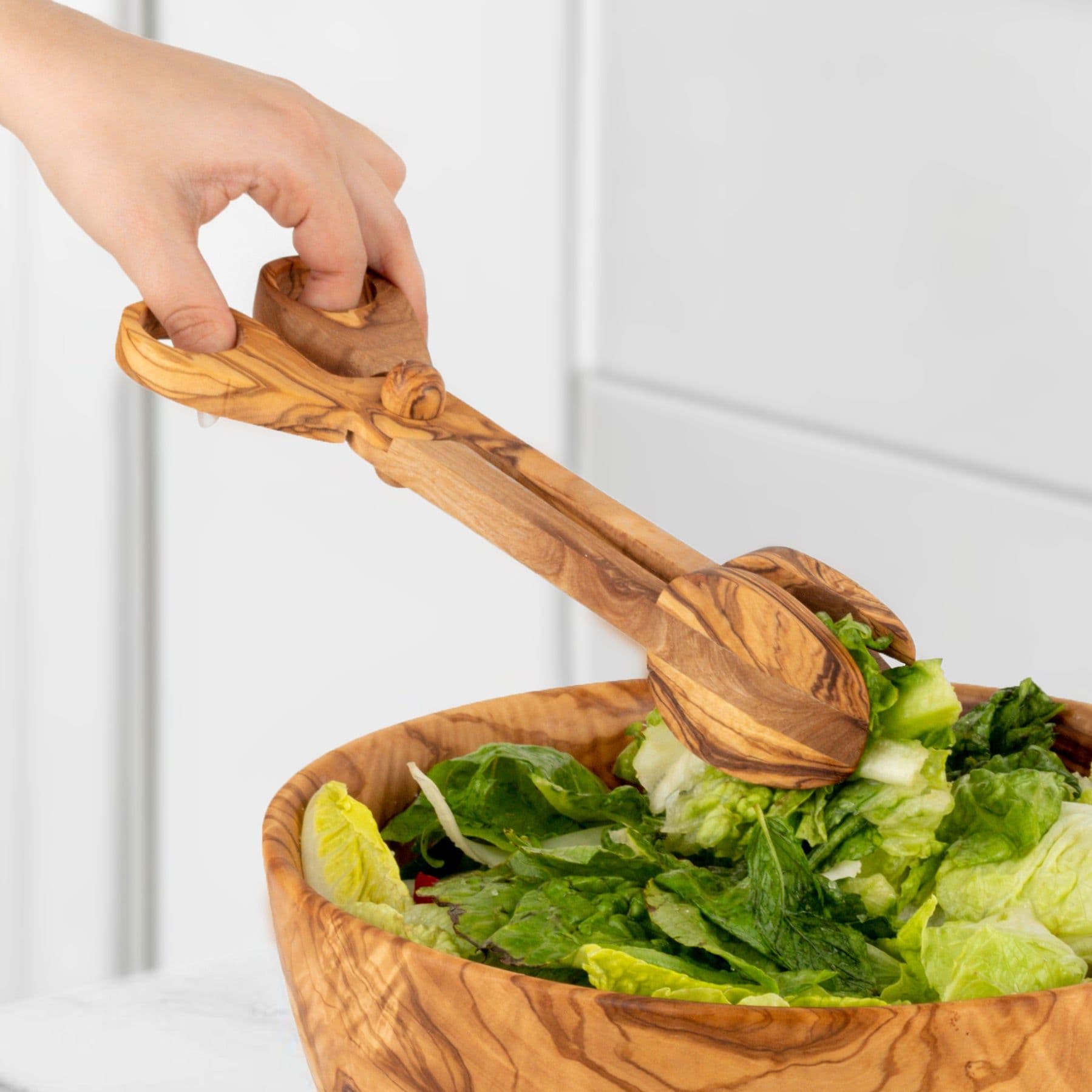image-Olive Wood Salad tongs / BBQ tongs