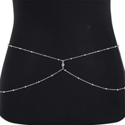 image-Clear Rhinestone Beaded Belly Chains For Women Gold Silver Color Metal