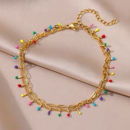 image-Anklets for Women Summer Beach Accessories Stainless Steel Imitation