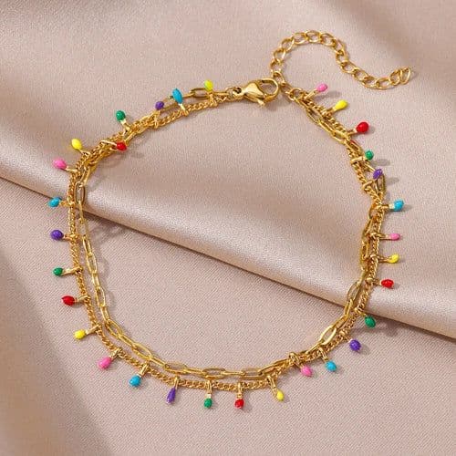 image-Anklets for Women Summer Beach Accessories Stainless Steel Imitation