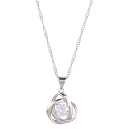 image-Round Knot Pendant Necklace with Cubic Zirconia