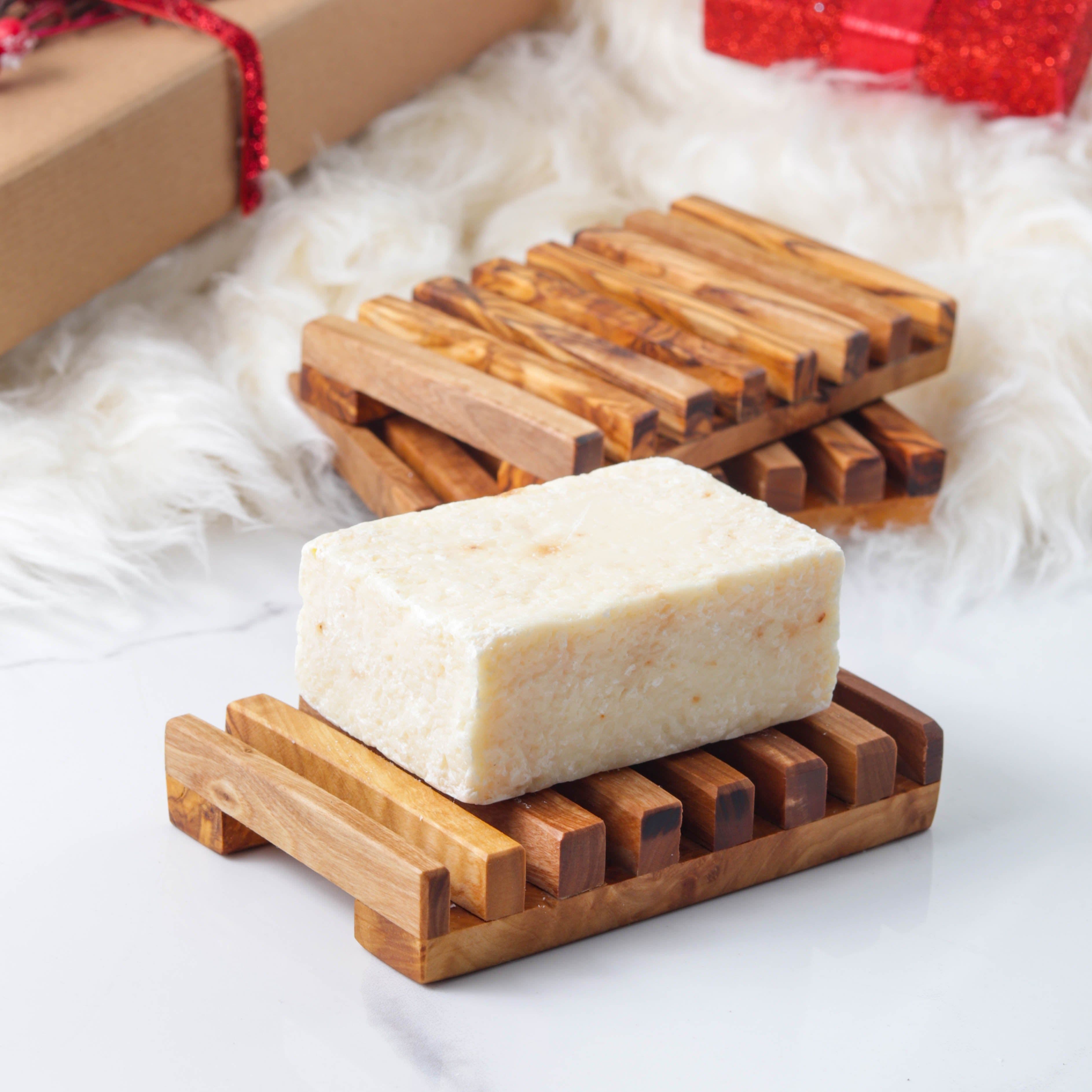 image-Handmade Soap Dish with 8 Bars – My Olive Wood Bath Treasure