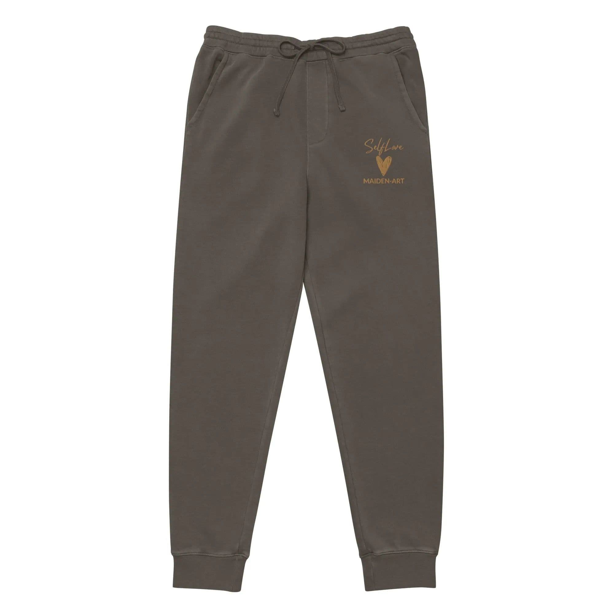 image-Self Love Unisex pigment-dyed sweatpants with Old Gold Embroidery -