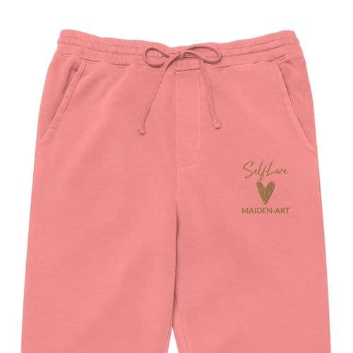 image-Self Love Unisex pigment-dyed sweatpants with Old Gold Embroidery -