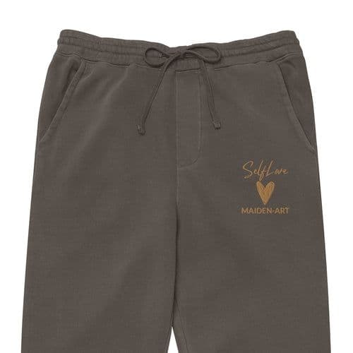 image-Self Love Unisex pigment-dyed sweatpants with Old Gold Embroidery -