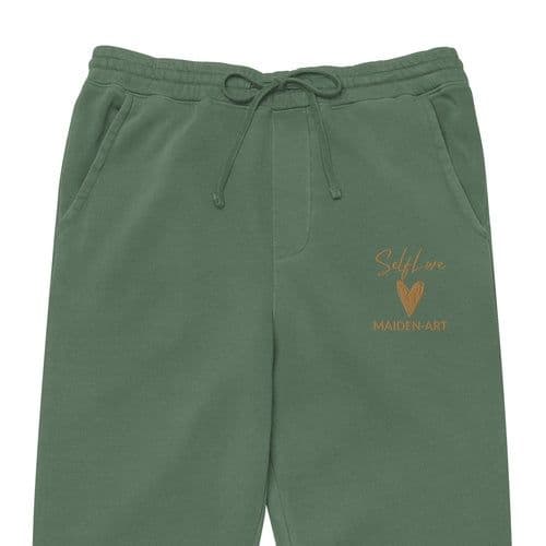 image-Self Love Unisex pigment-dyed sweatpants with Old Gold Embroidery -