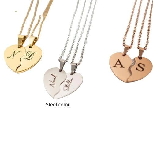 image-Personalized Stainless Steel Heart-shaped Necklace-personalized