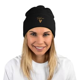 image-Self Love Pom-Pom Beanie - Women's Beanie with Embroidery