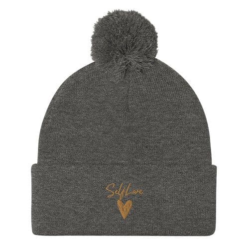 image-Self Love Pom-Pom Beanie - Women's Beanie with Embroidery
