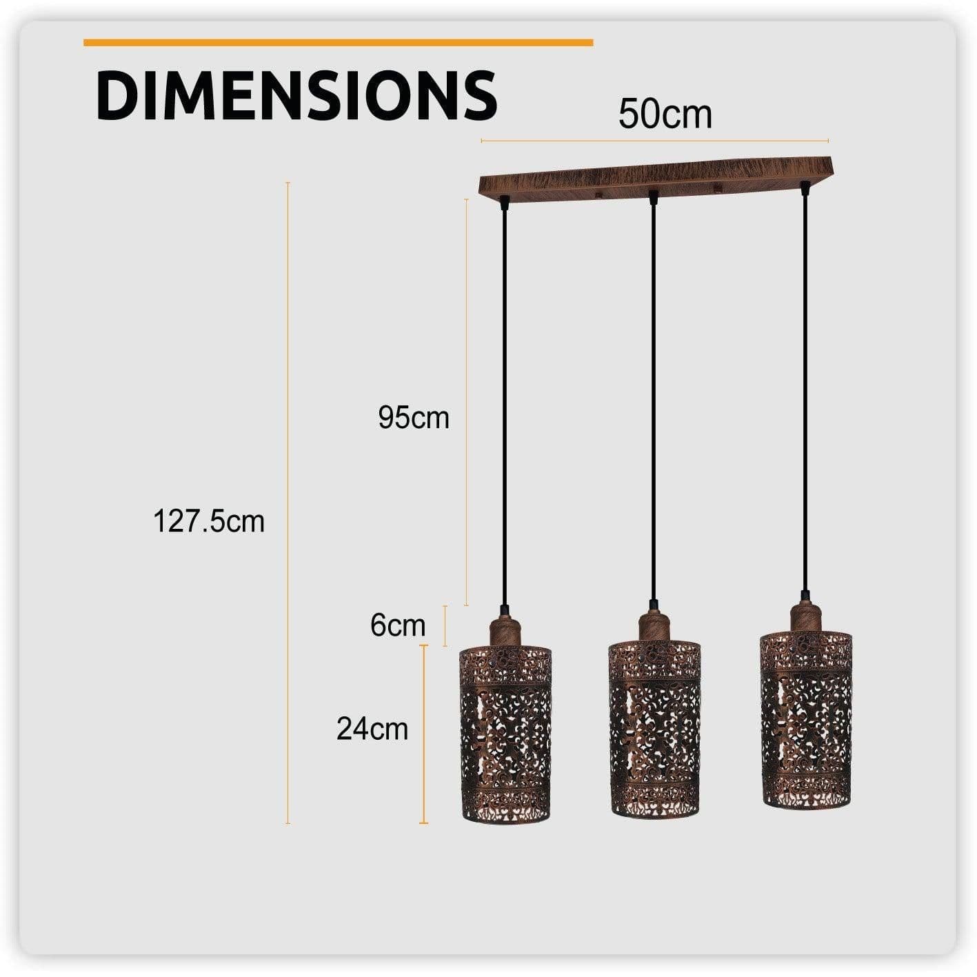 image-Industrial vintage Retro 3 way Rectangle Drum Cylinder Rustic Red cage pendant~4013