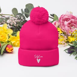 image-Self Love - Pom-Pom Beanie - Winter Beanie with Embroidery