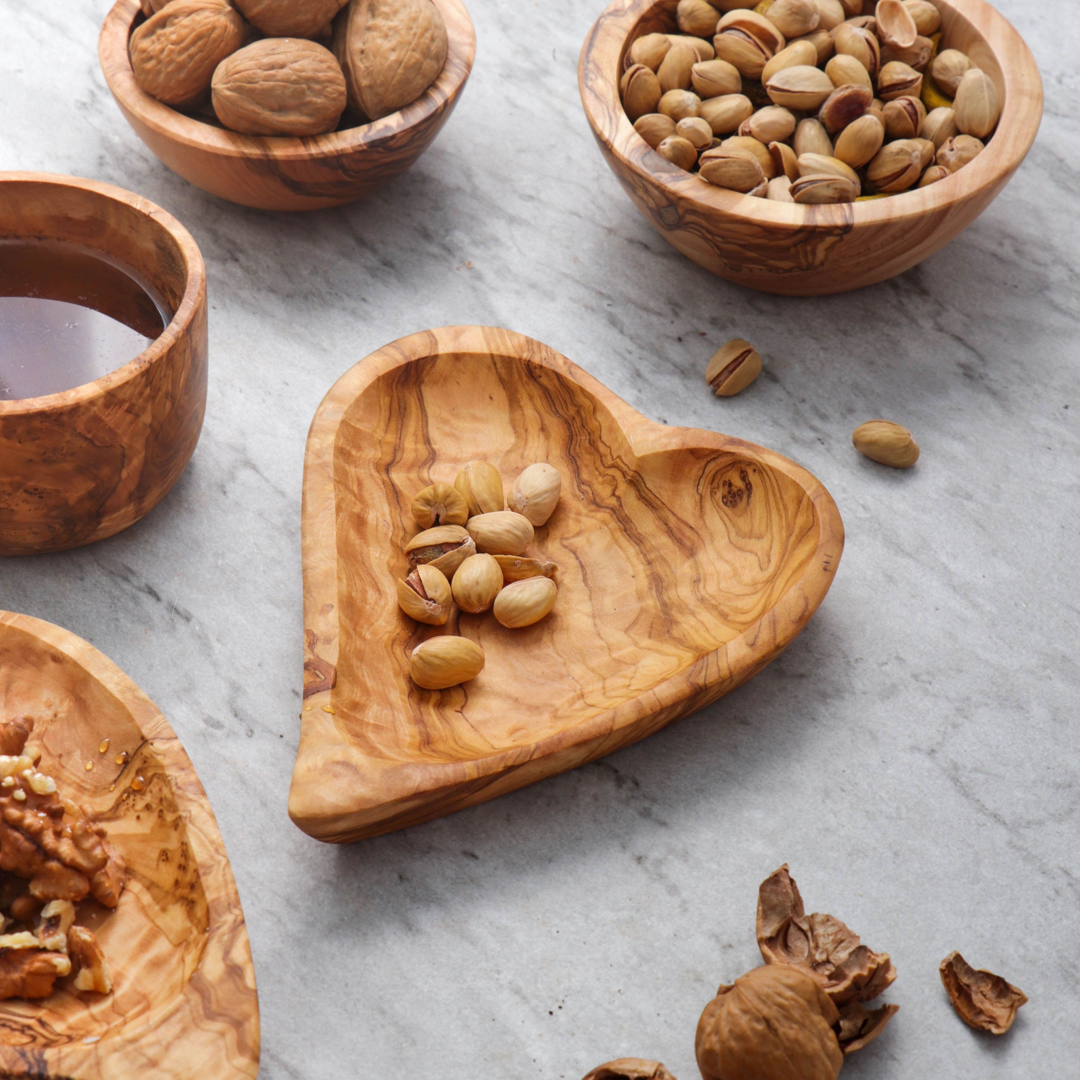 image-Heart‑Shaped Olive Wood Dish