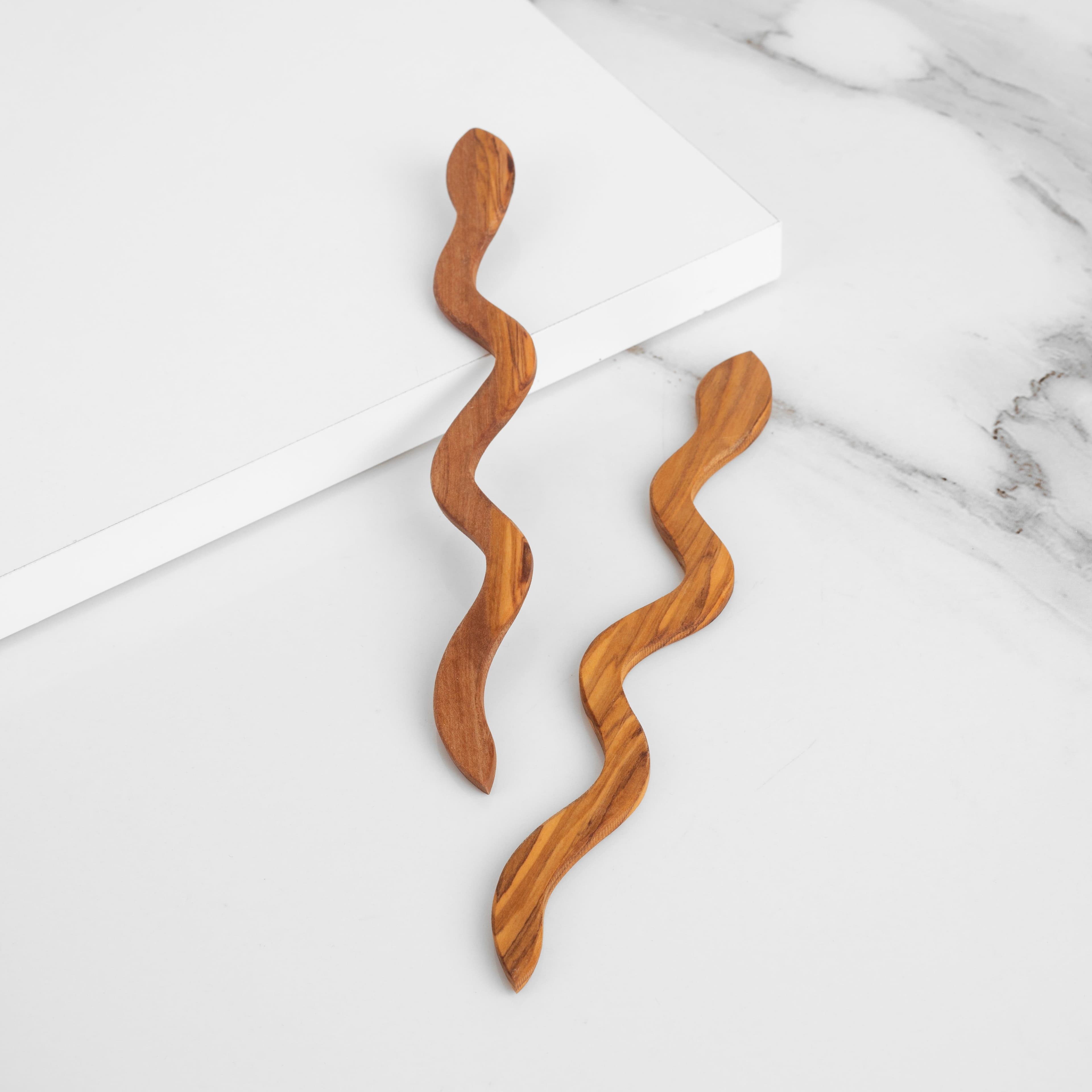 image-Handmade Snake-Shape Hair Pin – My Olive Wood Hair Buddy