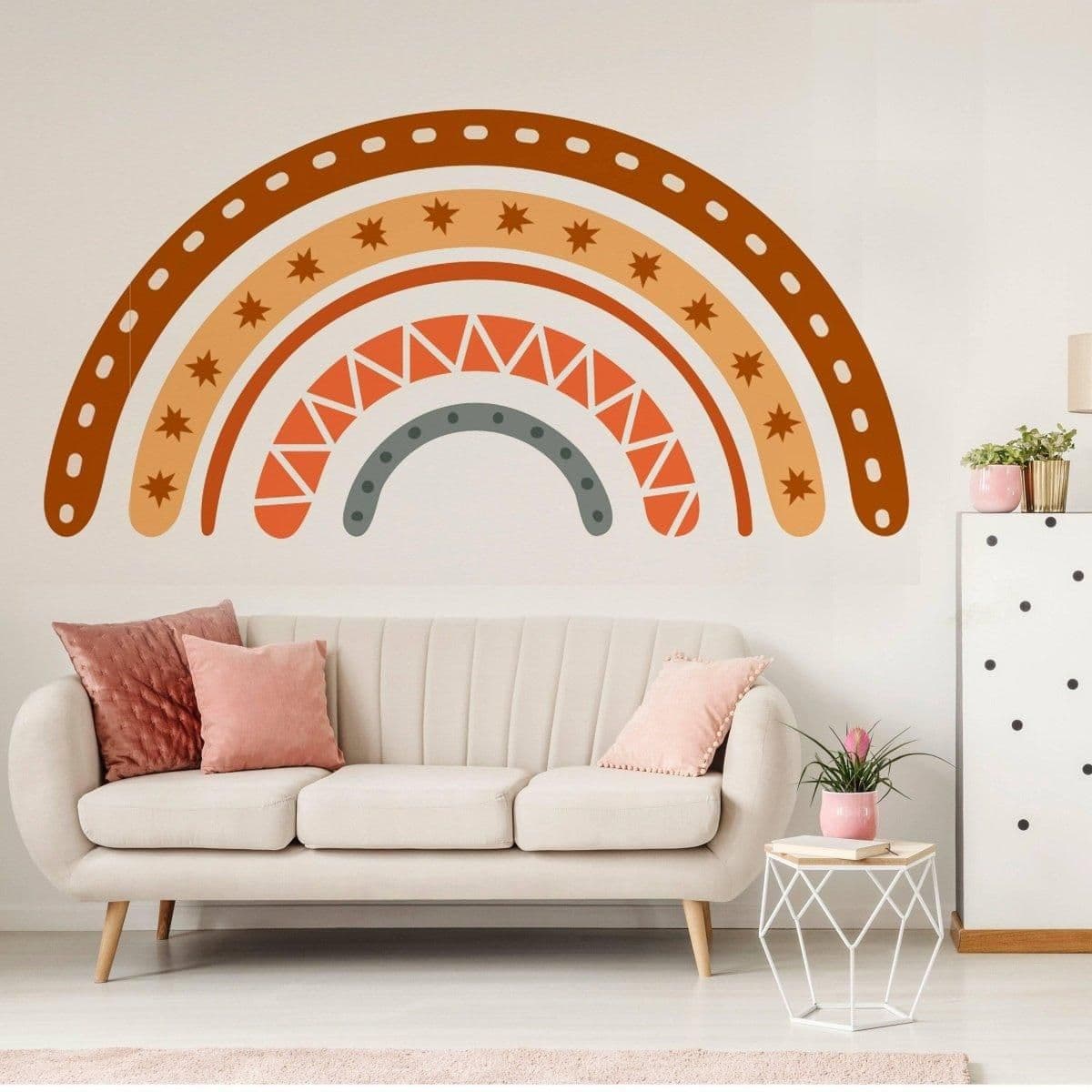 image-Boho Chic Multicolor Wall Artwork - Artistic Bohemian Rainbow Paintings for Wall Display