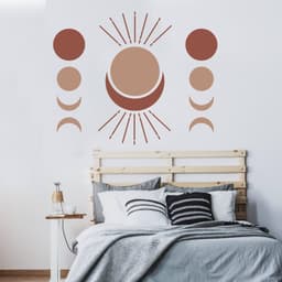 image-Bohemian Crescent & Moon Phases - Elegant Vinyl Wall Art Sticker Decal
