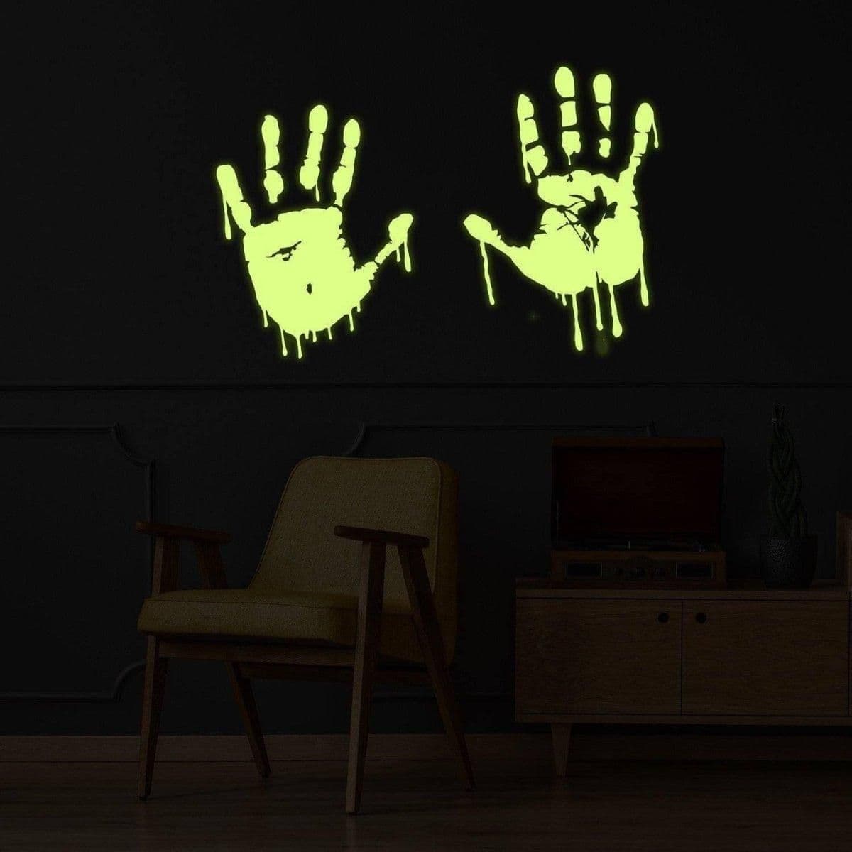 image-Glowing Zombie Blood Wall Decal - Luminous Horror Themed Stickers for Room Decor