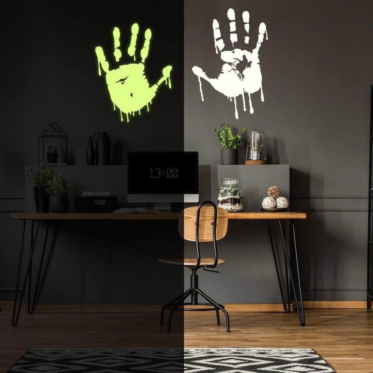 image-Glowing Zombie Blood Wall Decal - Luminous Horror Themed Stickers for Room Decor