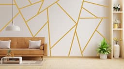 image-Geometric Wall Stickers, Elegant Gold Decal Design, Modern Wall Art