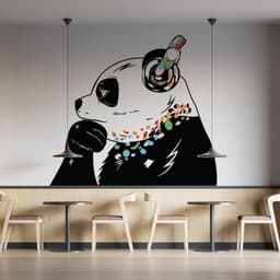 image-Vinyl Sticker Art - Panda Bear With Headphones, DJ Bear Wall Decal