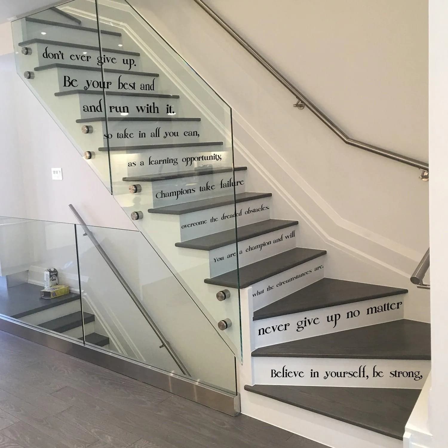 image-Believe In Yourself Stair Vinyl Sticker - Self Motivation Love Home Wall Art You Quote Decal