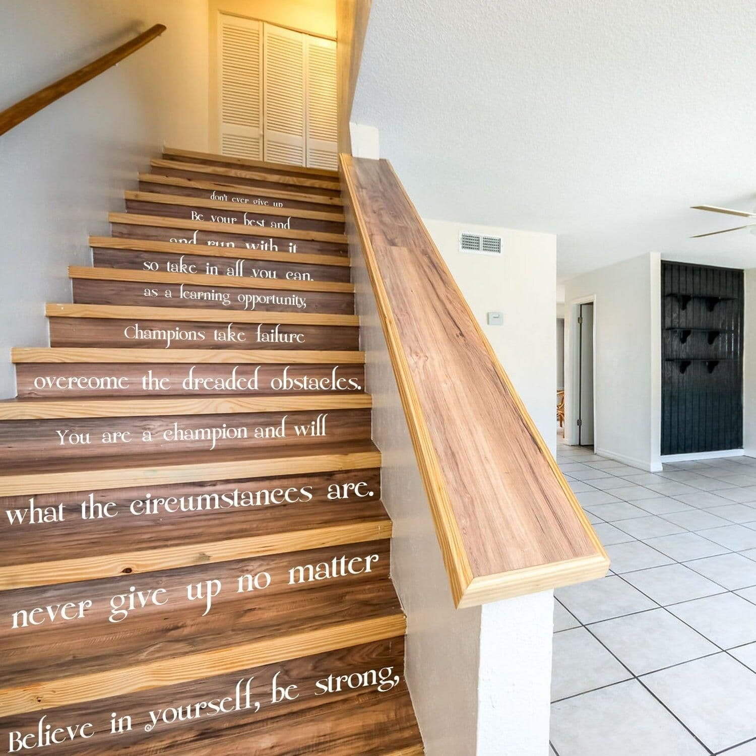 image-Believe In Yourself Stair Vinyl Sticker - Self Motivation Love Home Wall Art You Quote Decal