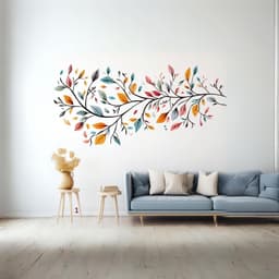 image-Stylized Tree Wall Sticker with Colorful Leaves - Modern and Artistic Vinyl Decal for Room Decor