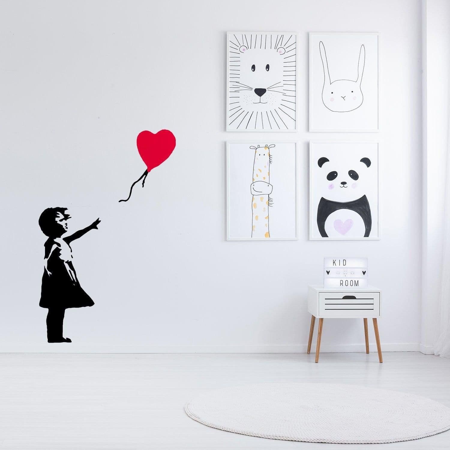 image-Banksy Girl With Heart Balloon Wall Sticker - Vinyl Baloon Hot Air Decal