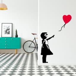 image-Banksy Girl With Heart Balloon Wall Sticker - Vinyl Baloon Hot Air Decal
