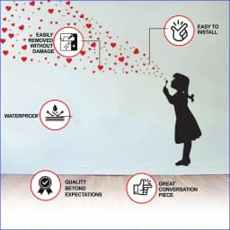 image-Heart Bubbles Girl Wall Sticker - Street Art Graffiti Love Vinyl Decal
