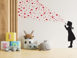 image-Heart Bubbles Girl Wall Sticker - Street Art Graffiti Love Vinyl Decal