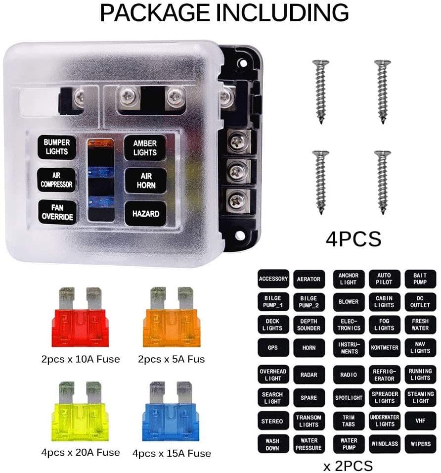 image-6 Way Fuse Holder Car Fuse Box for 6 Fuses Fuse Block 12 V LED Display