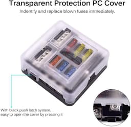 image-6 Way Fuse Holder Car Fuse Box for 6 Fuses Fuse Block 12 V LED Display