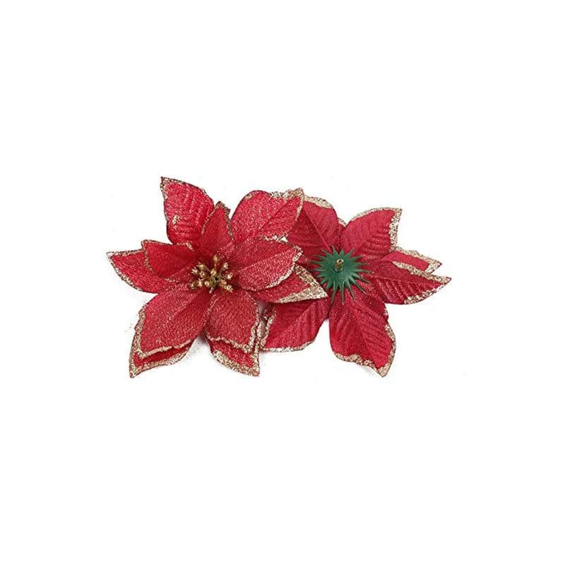 image-10pcs Artificial Flowers Christmas Decoration Red