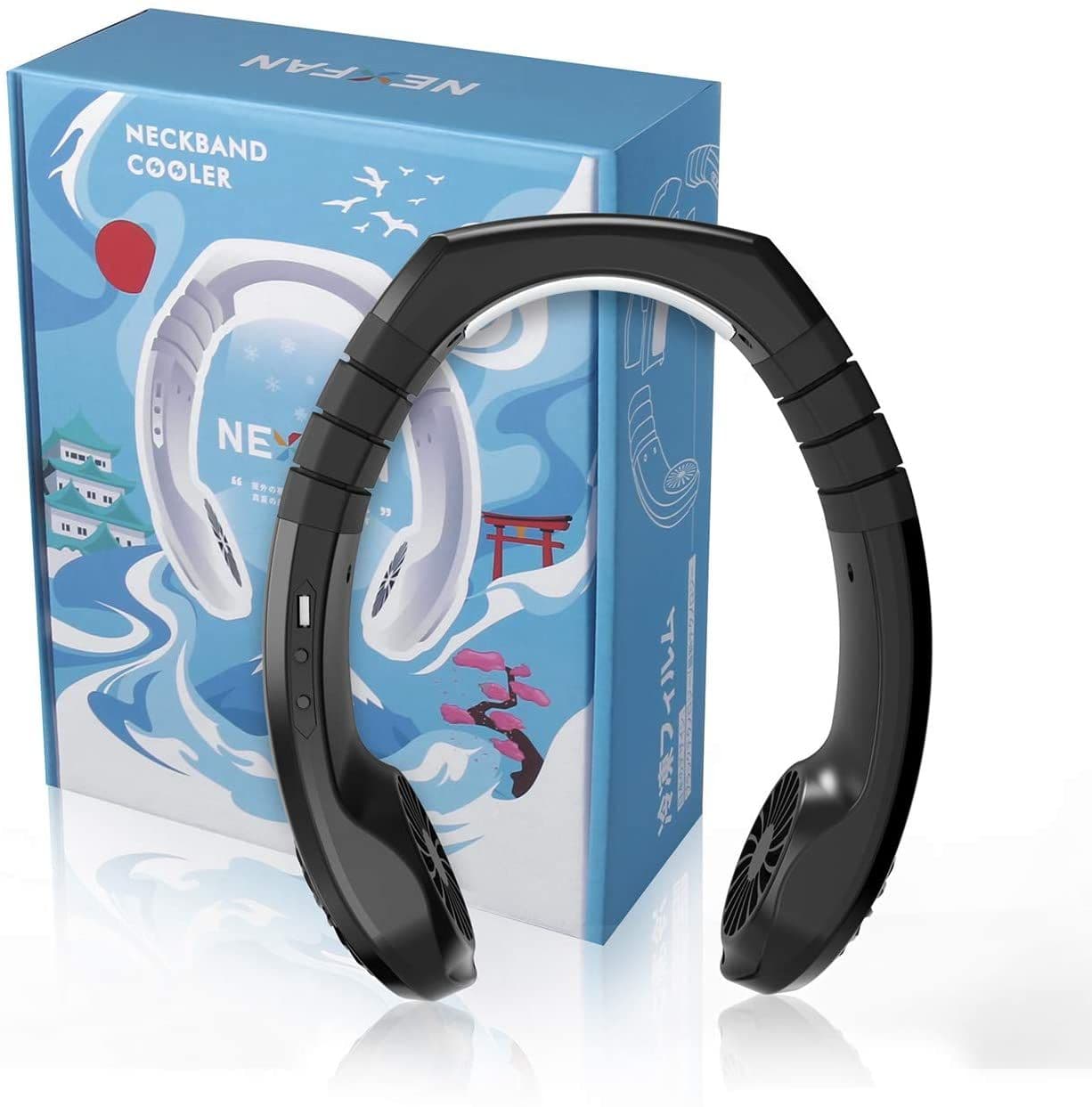 image-Personal Neck Fans Hands Free Neckband Fan USB Rechargable