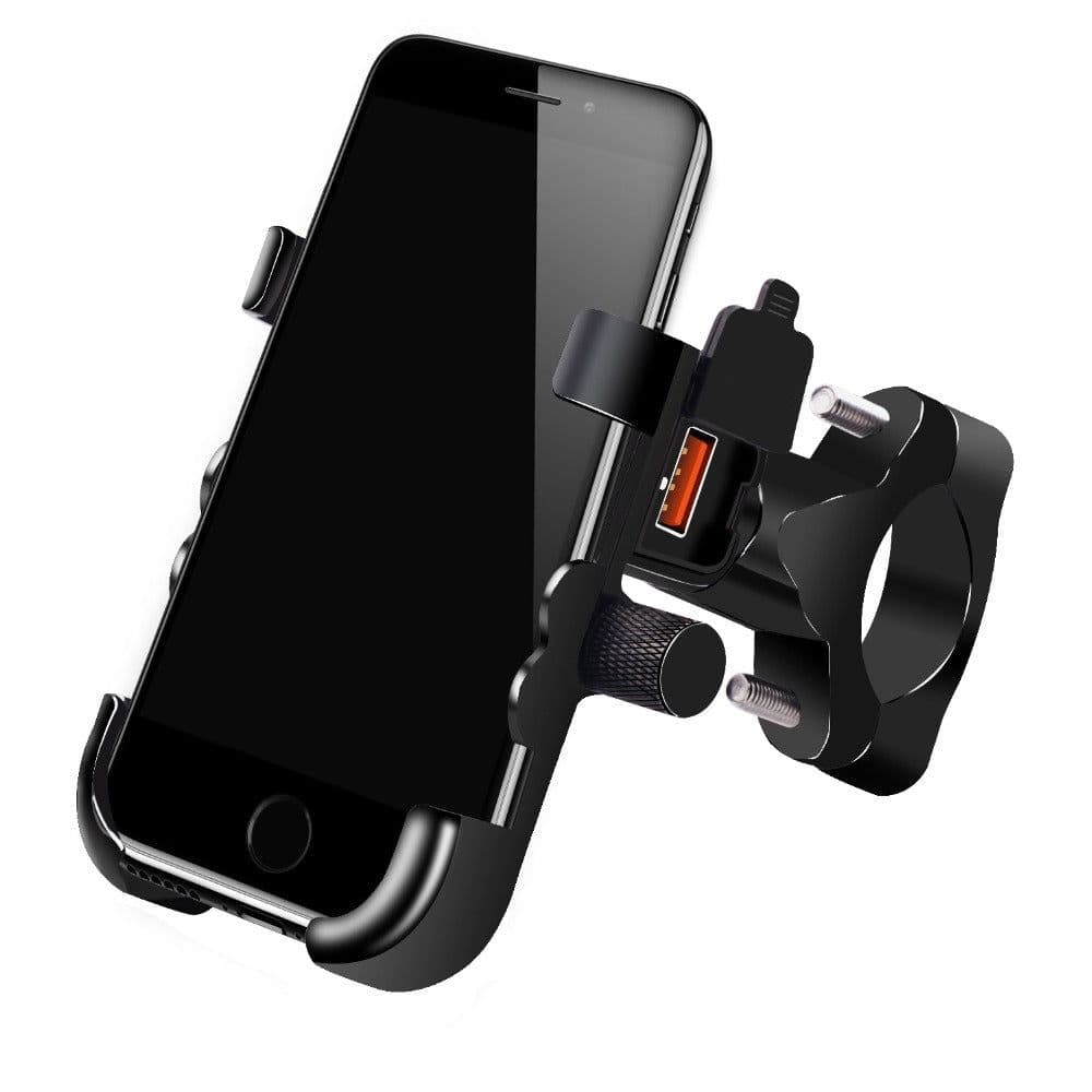 image-Aluminium Bicycle Motorcycle Phone Holder with USB Charger