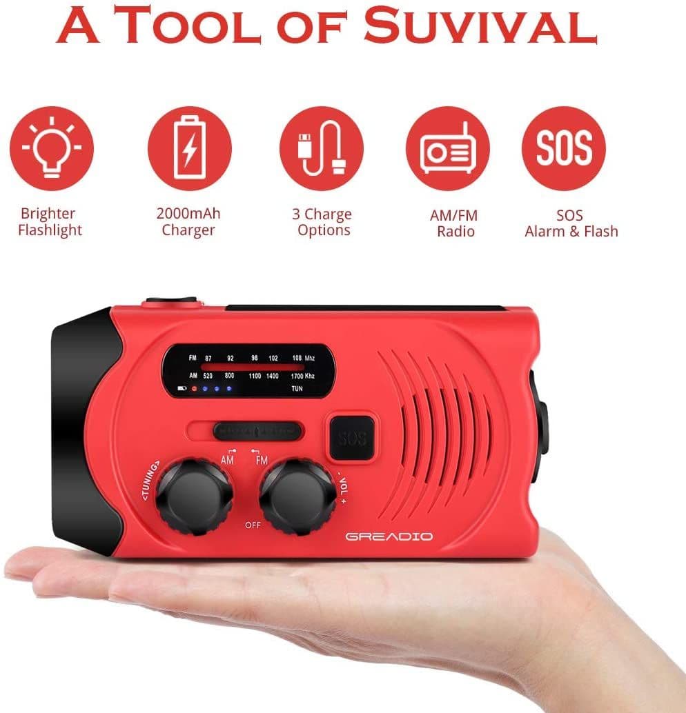 image-Wind Up Solar Radio Emergency Radio Crank Powered
