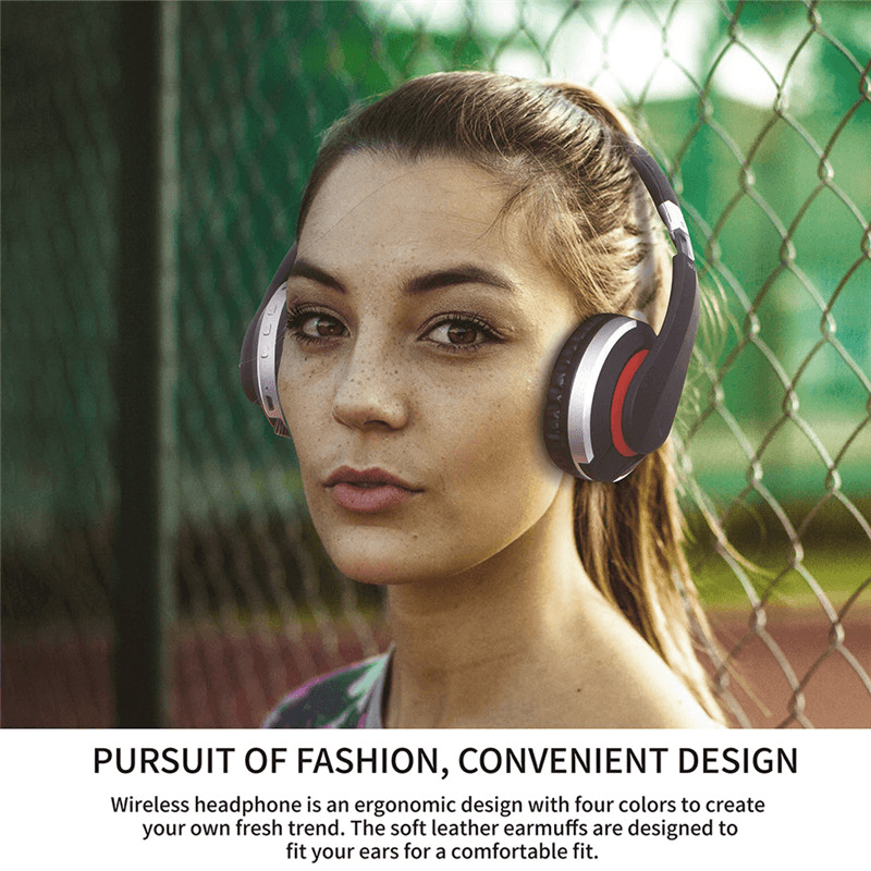 image-Stereo Earphones Music Headset Wireless Bluetooth Headphones with Mic