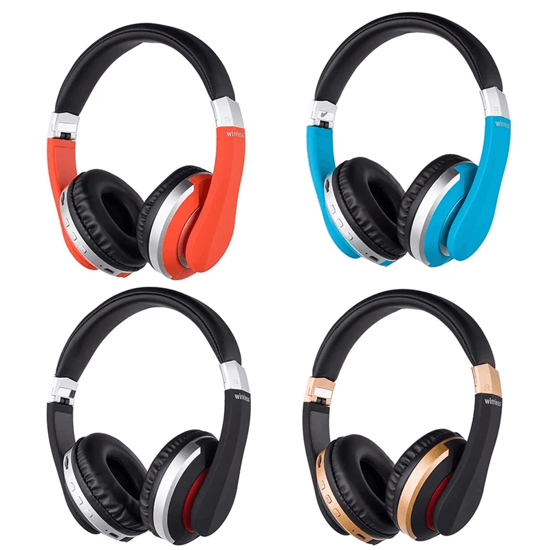 image-Stereo Earphones Music Headset Wireless Bluetooth Headphones with Mic