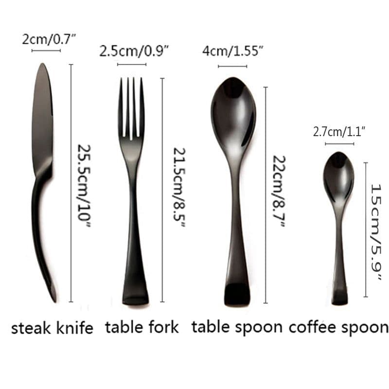 image-4pcs Stainless Steel Steak Knife Fork Spoon