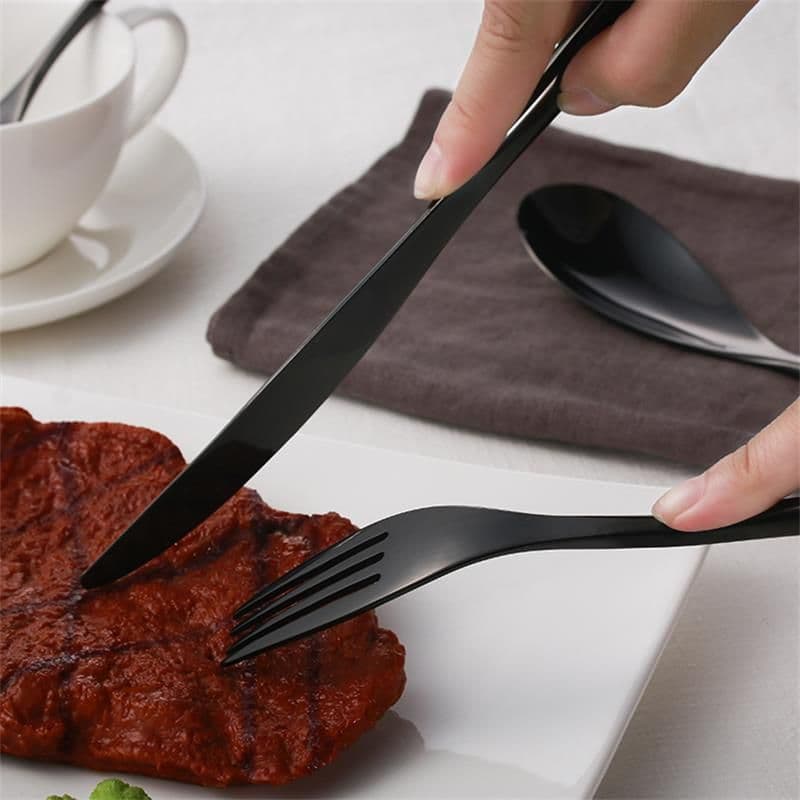 image-4pcs Stainless Steel Steak Knife Fork Spoon