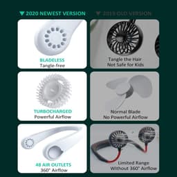 image-Summer Portable Mini Cooling Fan Rechargeable Bladeless Neck Fan