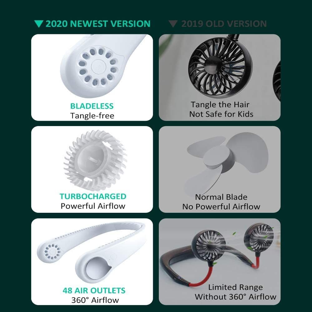 image-Summer Portable Mini Cooling Fan Rechargeable Bladeless Neck Fan