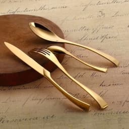 image-4pcs Stainless Steel Steak Knife Fork Gold