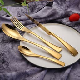 image-4pcs Stainless Steel Steak Knife Fork Gold